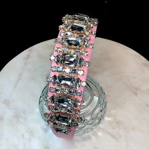 HEAD BAND RHINESTONES PINK NEW HAIR ACCESSORIES GLAM SUEDE